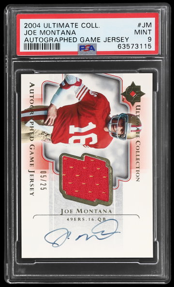 2004 Ultimate Collection Joe Montana Autographed Game Jersey PSA 9