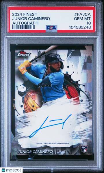 2024 Topps Finest Finest Autographs Junior Caminero #FAJCA PSA 10