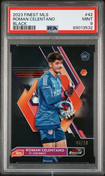 2023 TOPPS ROMAN CELENTANO FINEST MLS BLACK REFRACTOR #42 PSA 9