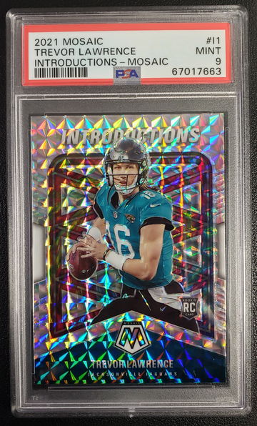 2021 Panini Mosaic Trevor Lawrence Silver Introductions Rookie Card PSA 9 