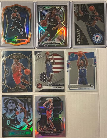 2020-21 Tyrese Maxey 8 card lot Select Die Cut 6/65 included