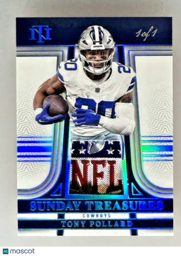2025 Panini National Treasures Tony Pollard #STR-TP NFL Shield /1 NFL Shield One of One Parallel/Variety Platinum Panini