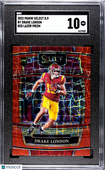 2022 Panini Select Draft Picks Drake London #7 Red Lazer Prizm SGC 10