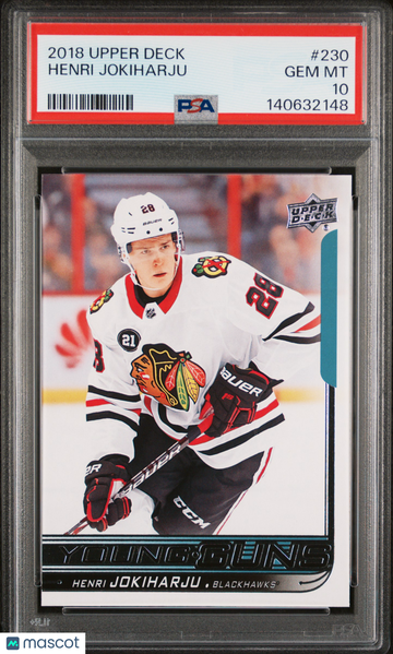 2018-19 Upper Deck Henri Jokiharju #230 Young Guns Rookie PSA 10