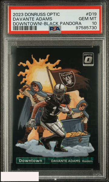 2023 DONRUSS OPTIC DOWNTOWN! DAVANTE ADAMS #D19 BLACK PANDORA 24 OF 25 PSA 10
