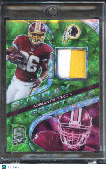 2020 Panini Spectra Sunday Spectacle Adrian Peterson #28 Neon Green Prizm /30 Patch Memorabilia