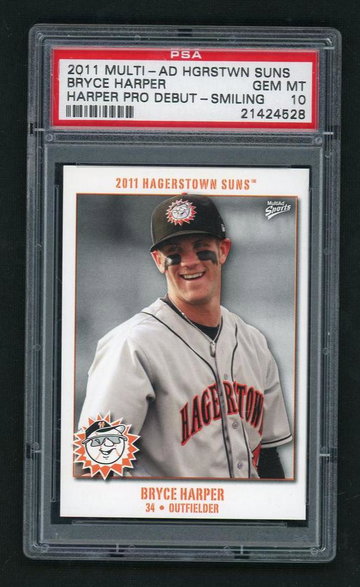 2011 Multi-Ad Hagerstown Suns Harper Pro Debut Smiling Bryce Harper PSA 10