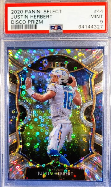 2020 Panini Select Silver Disco Prizm Justin Herbert #44 PSA 9