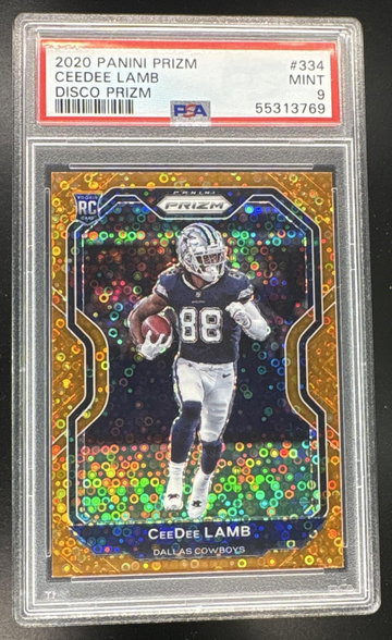 2020 Panini Prizm Disco Prizm Ceedee Lamb #334 PSA 9