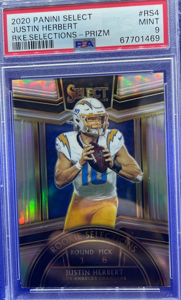 2020 Panini Select Rookie Selections Silver Prizm Justin Herbert RC PSA 9 