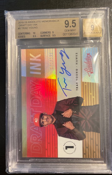 2018-19 Absolute Memorabilia Draft Day Ink Trae Young Rc Auto #71/125 BGS 9.5/9