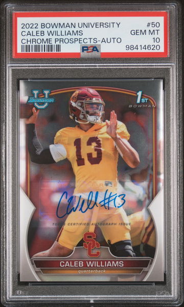 2022 Bowman University Chrome Chrome Prospect Autograph Caleb Williams #50 PSA 10