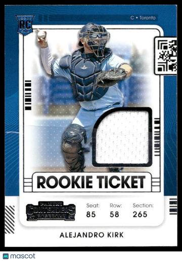 2021 Panini Contenders Alejandro Kirk #RTJ-AL Rookie Ticket Jersey MEM