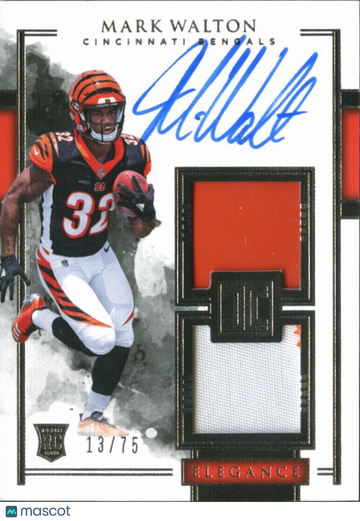 Mark Walton 2018 Panini Impeccable Elegance Dual Patch Memorabilia Auto /75 Cincinnati Bengals