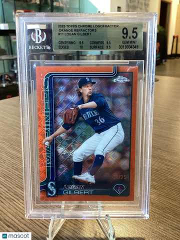 2025 Topps Chrome Logofractor Orange Refractors Logan Gilbert #11 BGS 9.5