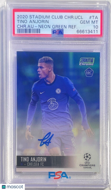2020 Stadium Club Chrome UEFA Champions League Chrome Autographs Tino Anjorin #TA CHR. Au Neon Green Refractor PSA 10
