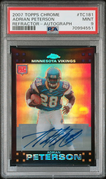 2007 Topps Chrome Adrian Peterson Refractor Auto /25 PSA 9 Mint