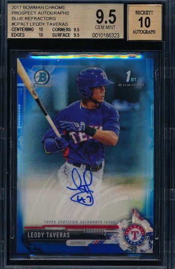 Leody Taveras 2017 Bowman Chrome Blue Ref Auto RC /150
