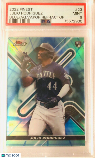 JULIO RODRIGUEZ 2022 Topps Finest BLUE AQUA VAPOR Refractor RC SP /250 PSA 9
