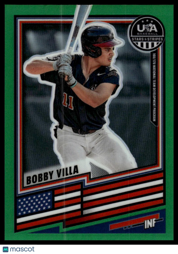 2026 Panini Stars & Stripes Prizm USA Baseball Bobby Villa #49 Green