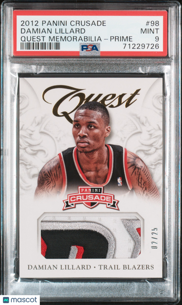 2012 Panini Crusade Quest Memorabilia Damian Lillard #98 Prime /25 PSA 9