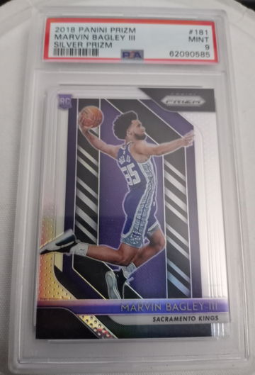 2018 Panini Prizm Marvin Bagley PSA 9 MINT Silver Prizm 181 Detroit Pistons Sacramento King
