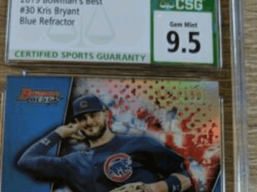 Graded Kris Bryant 2019 Bowman's Best Chicago Cubs Baseball Trading Card Parallel 9.5