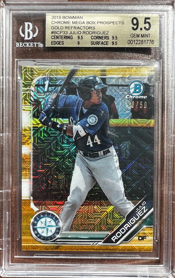 Julio Rodriguez 2019 Bowman Chrome Gold Refractor Mega Mojo /50 BGS 9.5 Gem mint