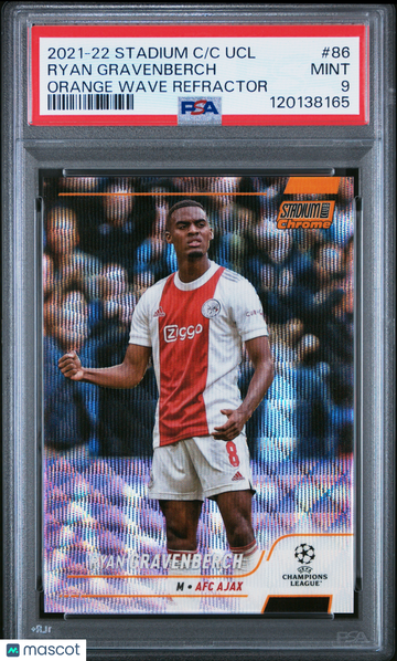 2021-22 Topps Stadium Club UEFA Ryan Gravenberch #86 Orange Wave /25 PSA 9