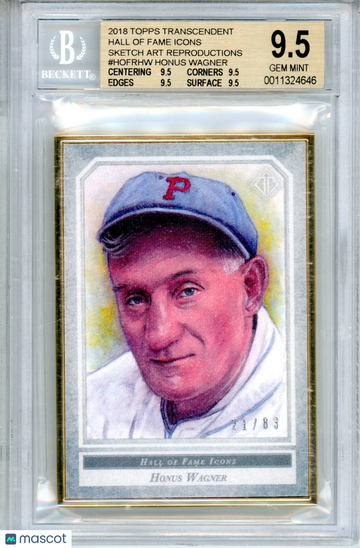 2018 Topps Transcendent Hall of Fame Icons Sketch Art Honus Wagner #HOFRHW BGS 9.5