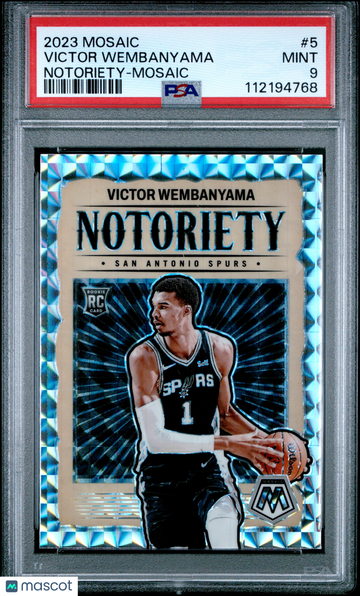 2023 Panini Mosaic Notoriety Victor Wembanyama #5 mosaic PSA 9