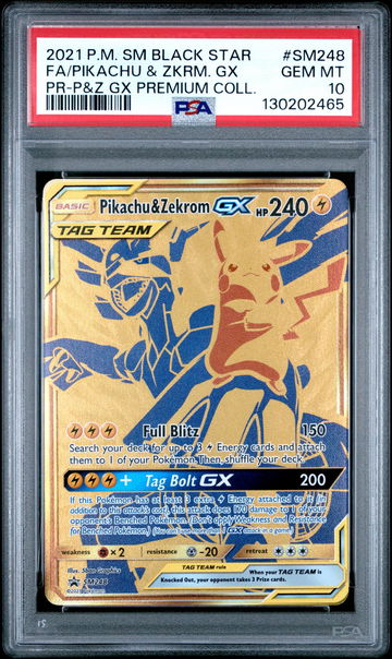 2021 Pokemon Sun and Moon Black Star Promo Premium Collection Pikachu/Zekrom Gx #SM248 PSA 10