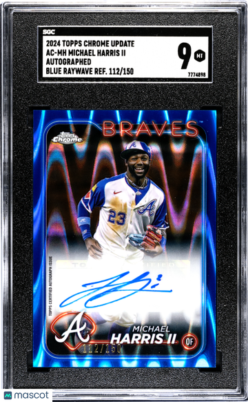 2024 Topps Chrome Update Michael Harris II #AC-MH Autograph Blue Raywave Refractor SGC 9