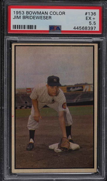 1953 Bowman Color Baseball Jim Brideweser #136 PSA 5.5