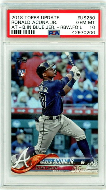 RONALD ACUNA 2018 Topps Update RAINBOW FOIL Rookie Card RC PSA 10 Gem Mint #250