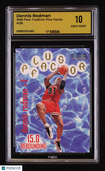 1998 Fleer Tradition Plus Factor Dennis Rodman #139 MBA 10