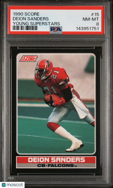 1990 Score Young Superstars Deion Sanders #15 PSA 8