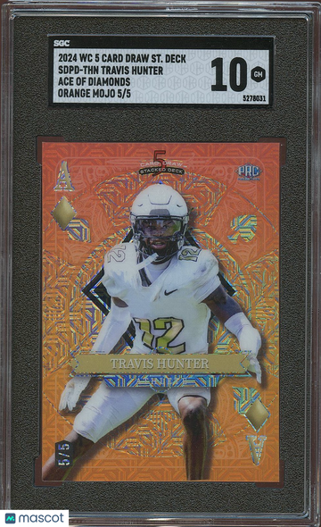 2024 Wild Card Travis Hunter #SDPD-THN Ace Of Diamonds Orange Mojo Rookie SGC 10