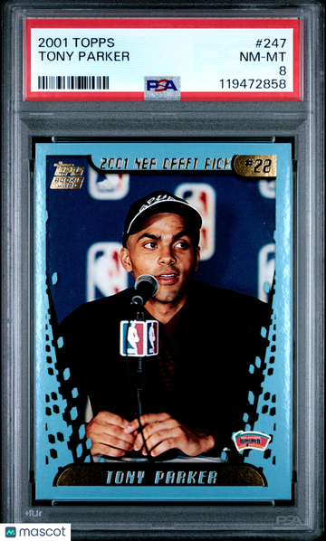 2001 Topps Tony Parker #247 [Base] Short Print HOF Nicely Centered Mint Parallel/Variety Rookie Base Set Insert Low Pop