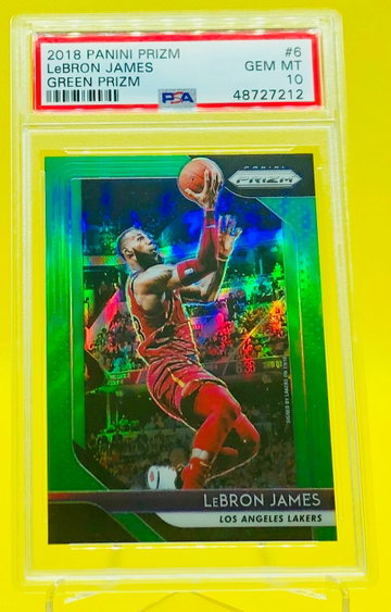 2018 Lebrun James Prizm Green PSA 10