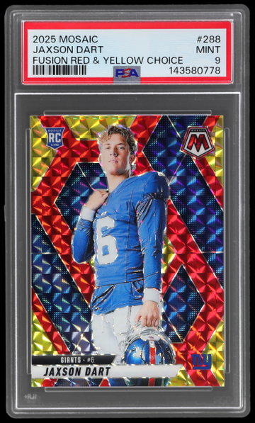 2025 Panini Mosaic Jaxson Dart Fusion Red And Yellow Choice PSA 9 RC