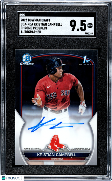 2023 Bowman Draft Kristian Campbell #CDA-KCA CHR. Pros. Autograph SGC 9.5