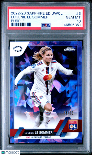 2022-23 Topps Chrome Sapphire Edition Eugenie Le Sommer #3 Purple /15 PSA 10