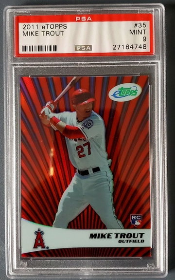2011 eTopps Mike Trout /999 PSA 9 MINT RC #35 ROOKIE CARD 