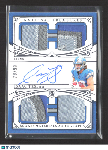 2026 Panini National Treasures Isaac TeSlaa #RMAQ-ITA /99 Quad Patch RC Rookie Materials Autographs