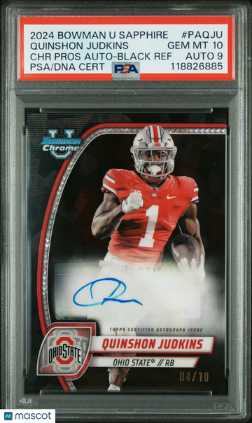 2024 Bowman Sapphire Quinshon Judkins #PAQJU Black Refractor Auto /10 PSA 10 Auto 9