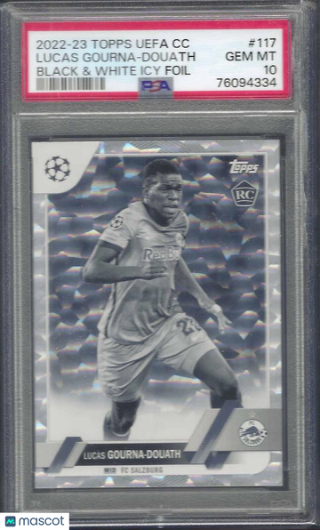 2022 Topps UEFA Club Competitions Lucas Gourna-Douath #117 Black & White Icy Foil PSA 10