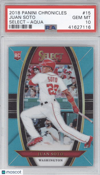 2018 Panini Chronicles Select Juan Soto #15 Aqua /299 RC PSA 10