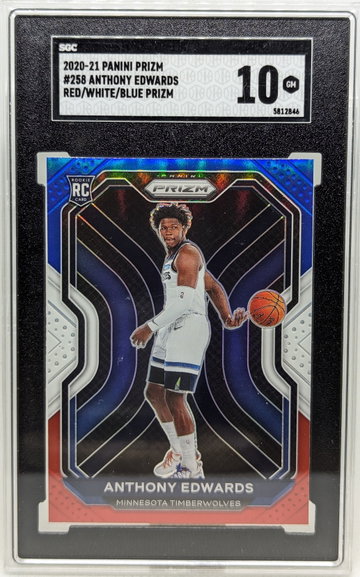 2020 Panini Prizm Anthony Edwards #258 SGC 10 Rookie RC Red White Blue