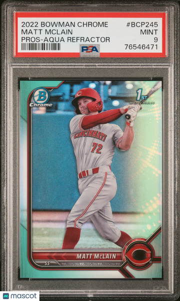2022 Bowman Chrome Prospects Matt Mclain #BCP245 Aqua Refractor /125 PSA 9